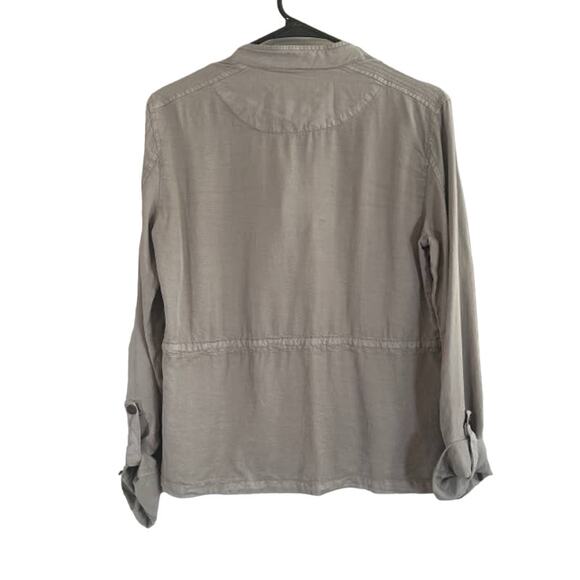 Sanctuary Gray Button Front Adjustable Waist Long Sleeve Shacket Women Sz S - Picture 2 of 11